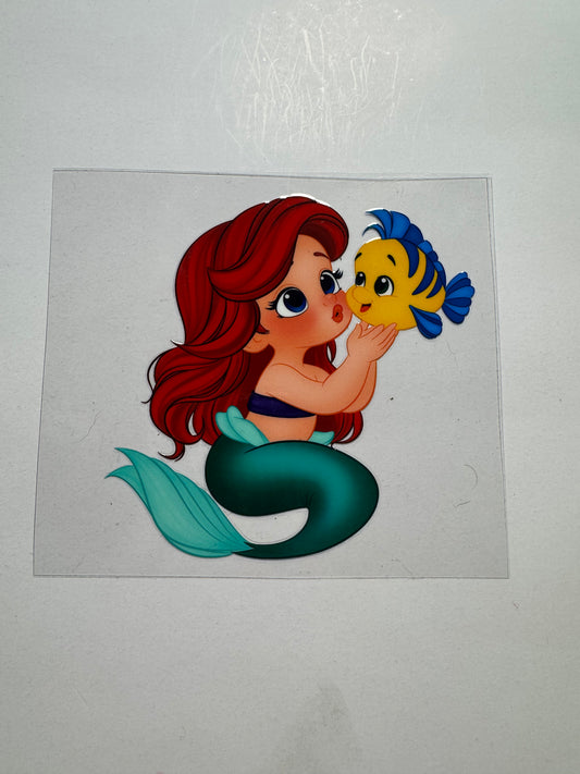 Little mermaid and flounder