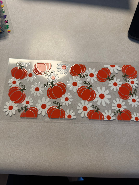 Pumpkins and daisies