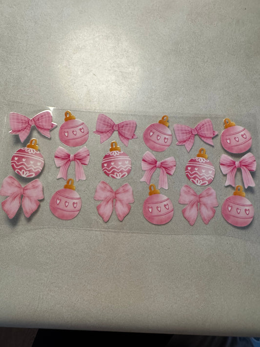 Pink bows and ornaments