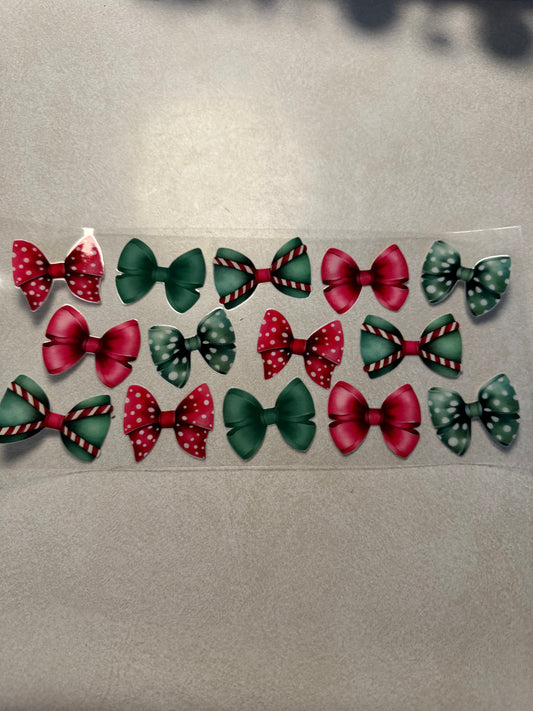 Red and green Christmas bows