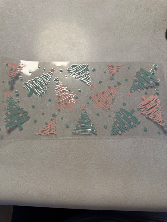 Green and pink pastel trees