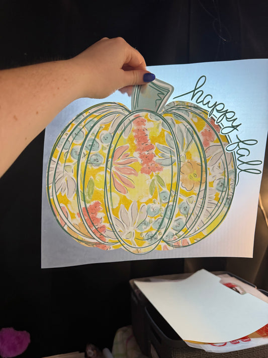 Happy Fall Pastel Floral pumpkin