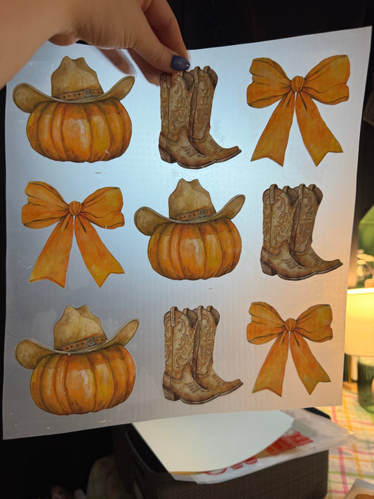 Boots/Pumpkins/Orange Bows