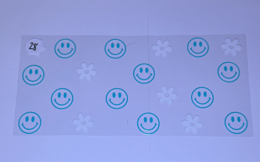 Blue smilies/white flowers #28