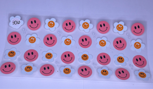 Pink smiley/white daisy #306