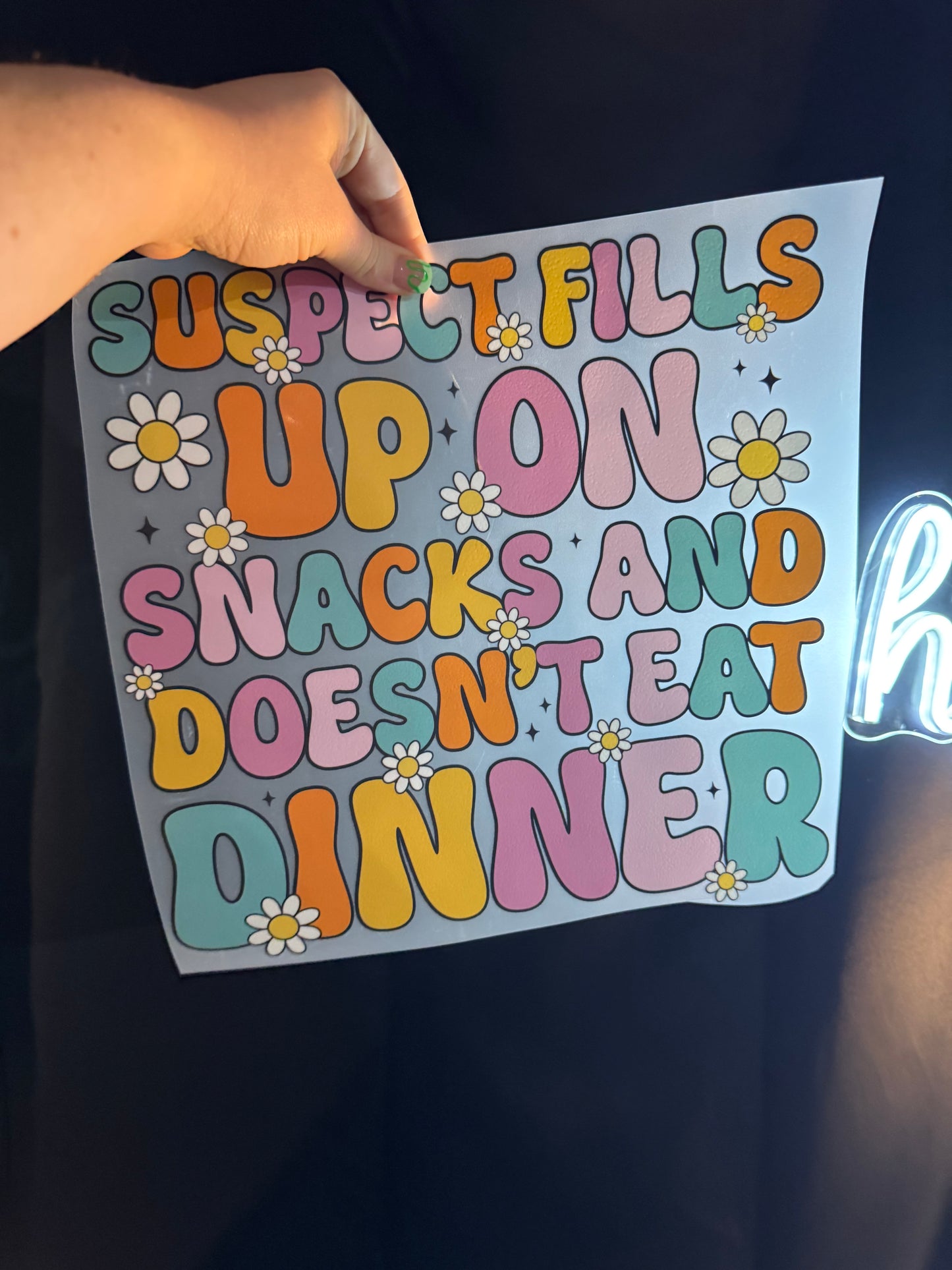 Suspect Fills up on snacks