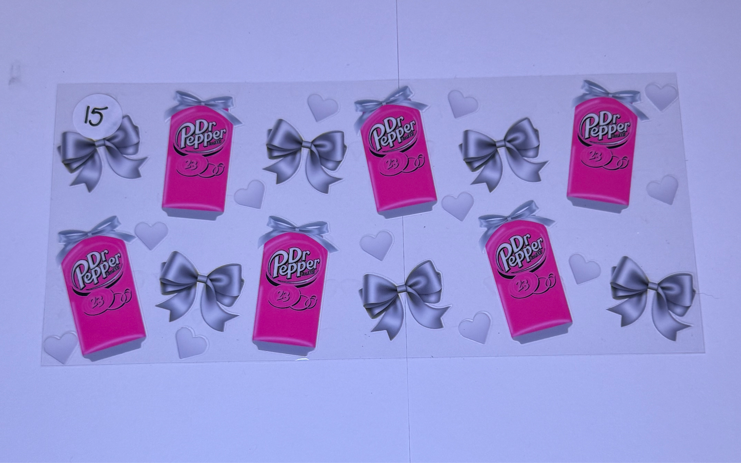 Pink Dr. Pepper/silver bows #15