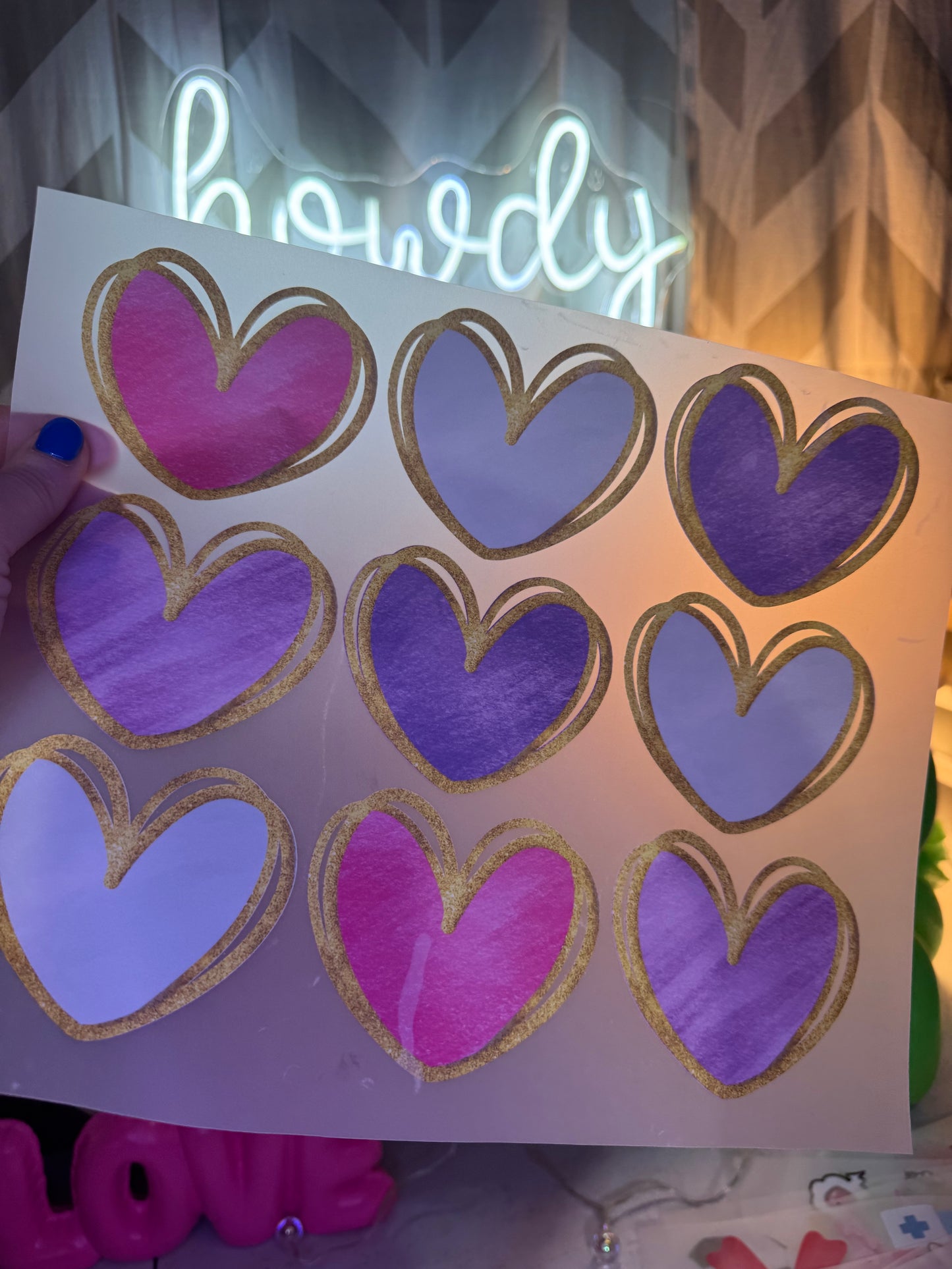 Pink/Purple/white hearts