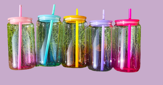 16 oz ombré glass cup