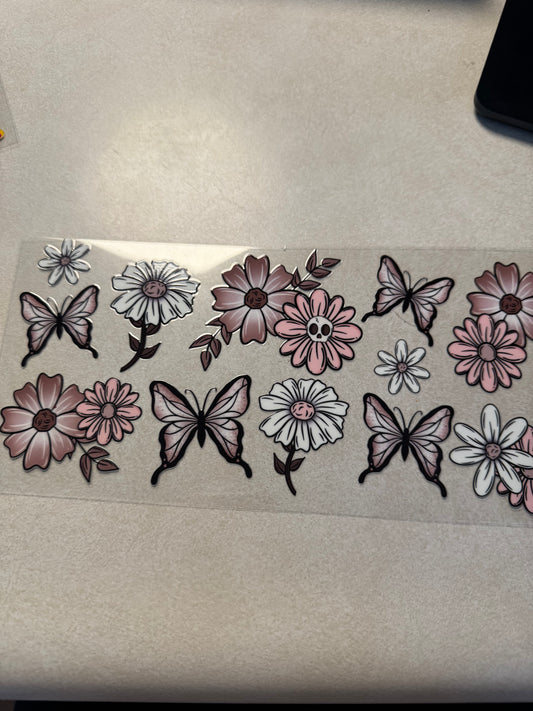 Butterfly skulls flowers