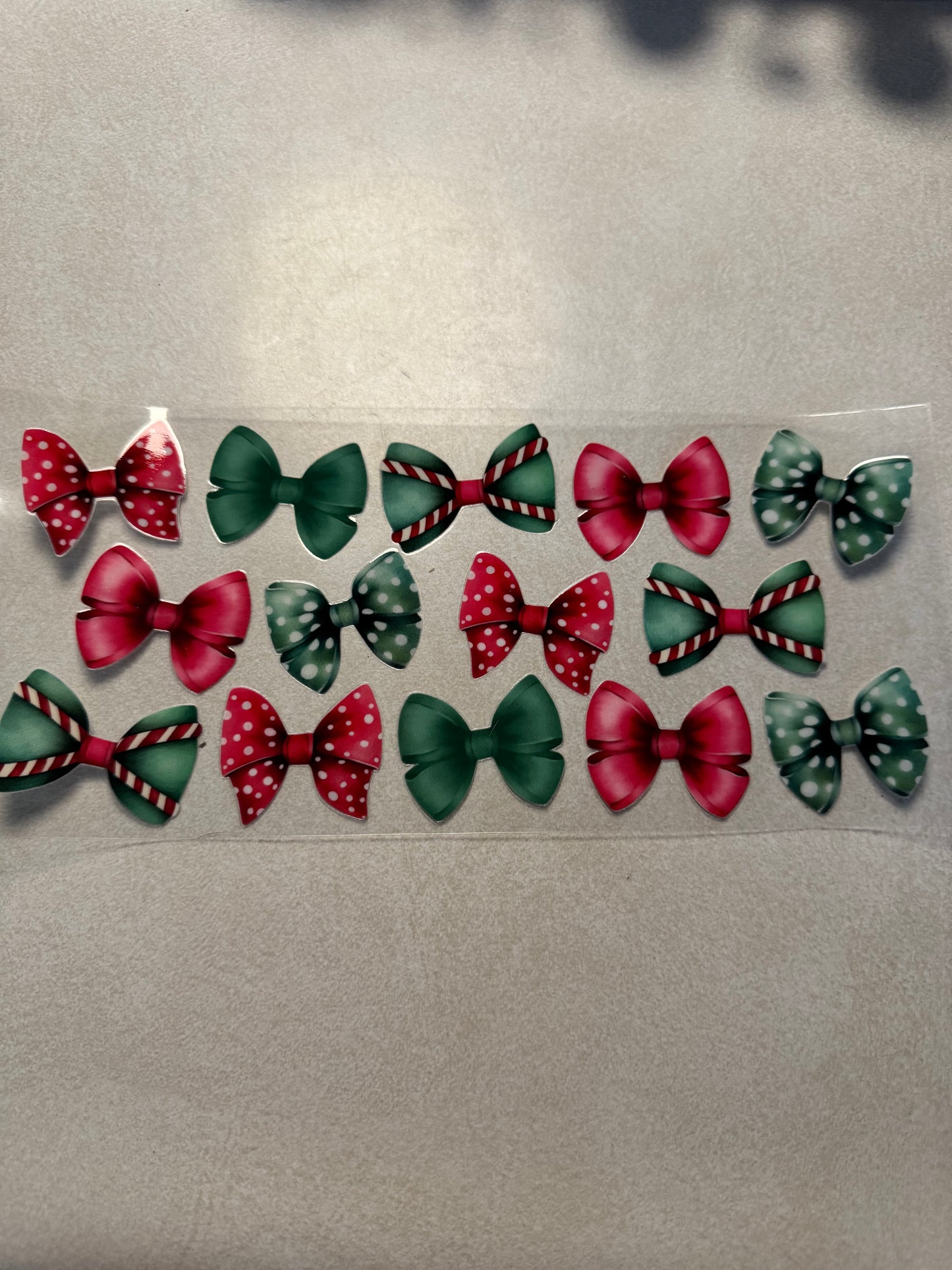 Red and green Christmas bows