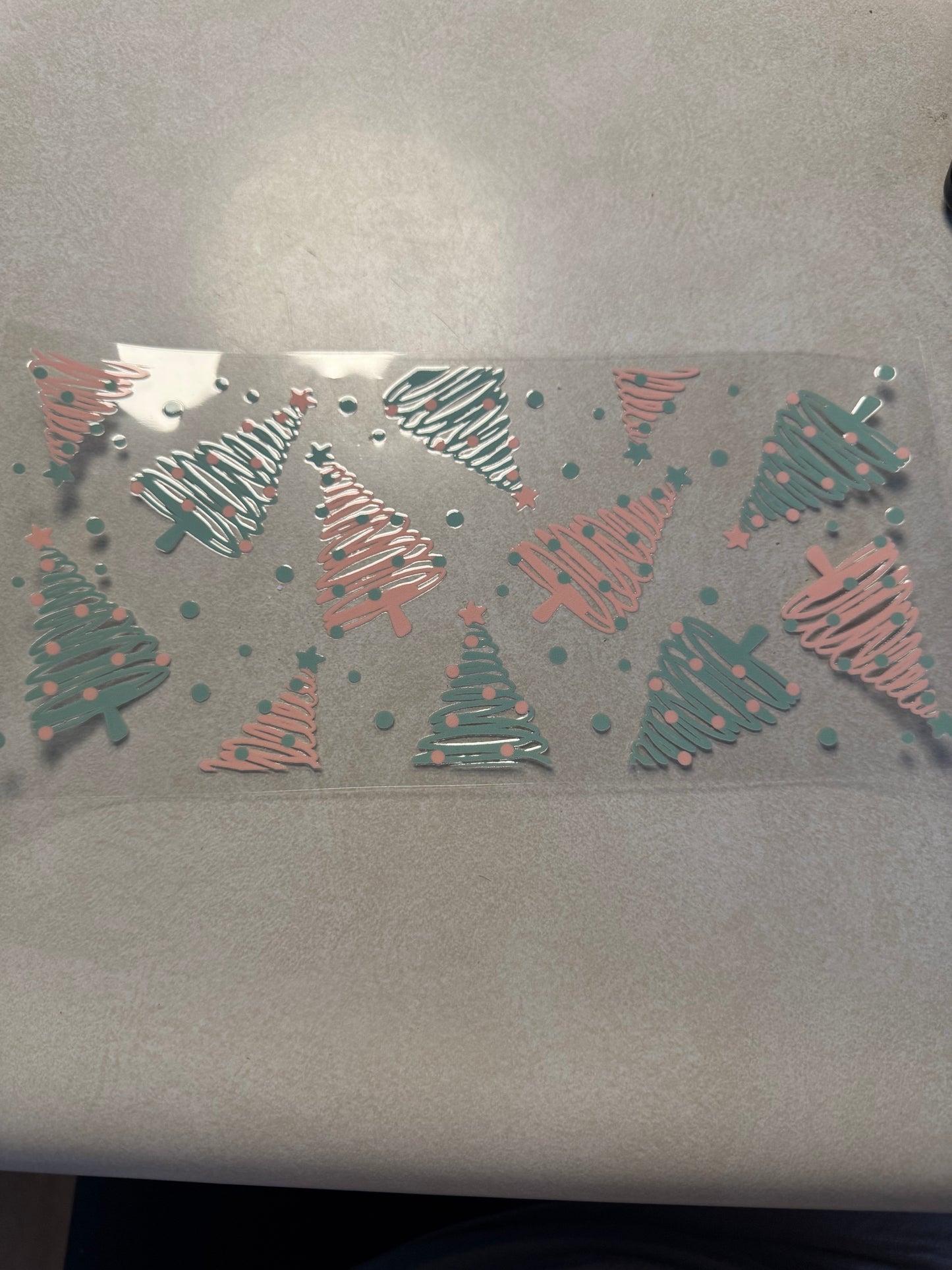 Green and pink pastel trees