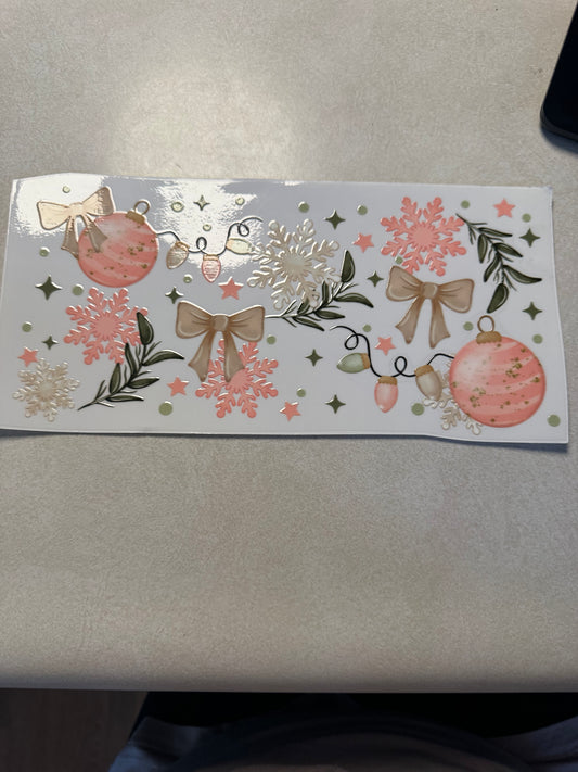 Pastel Christmas bows and ornaments