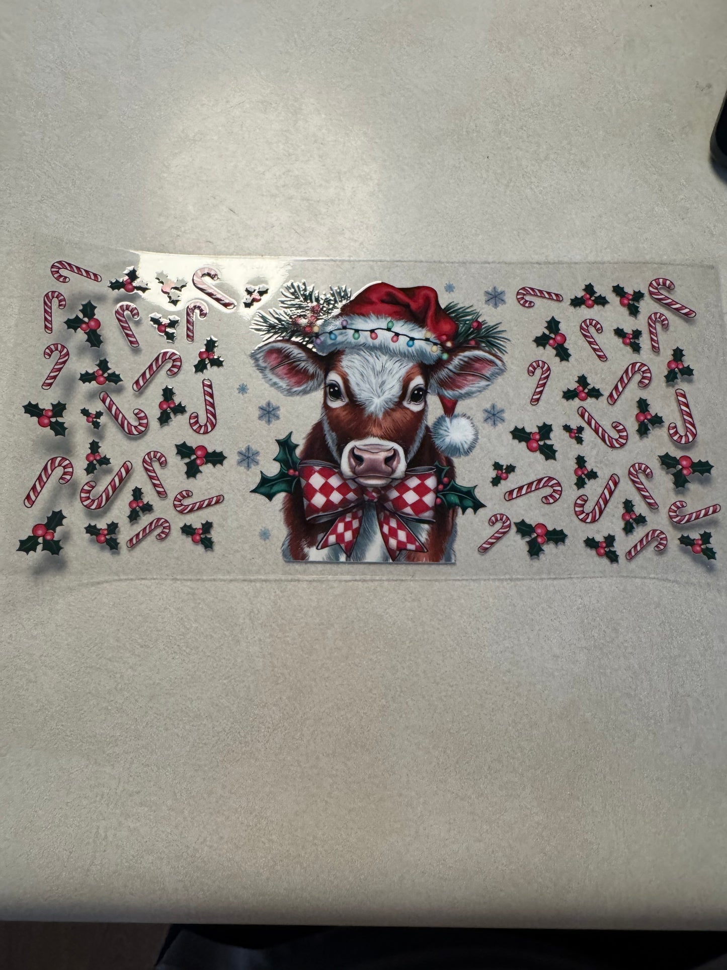 Highland cow Christmas and candy canes