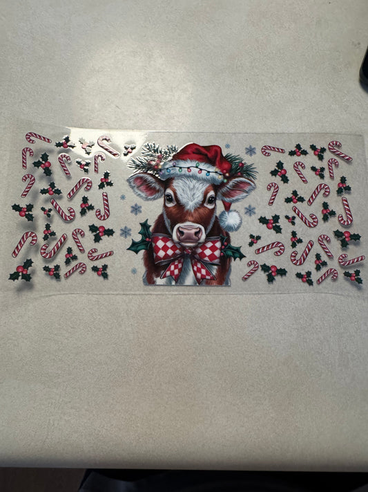 Highland cow Christmas and candy canes