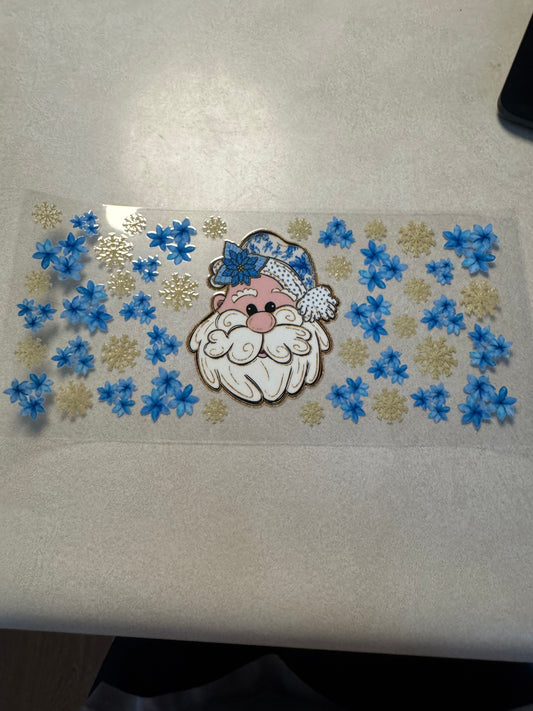 Blue floral Santa